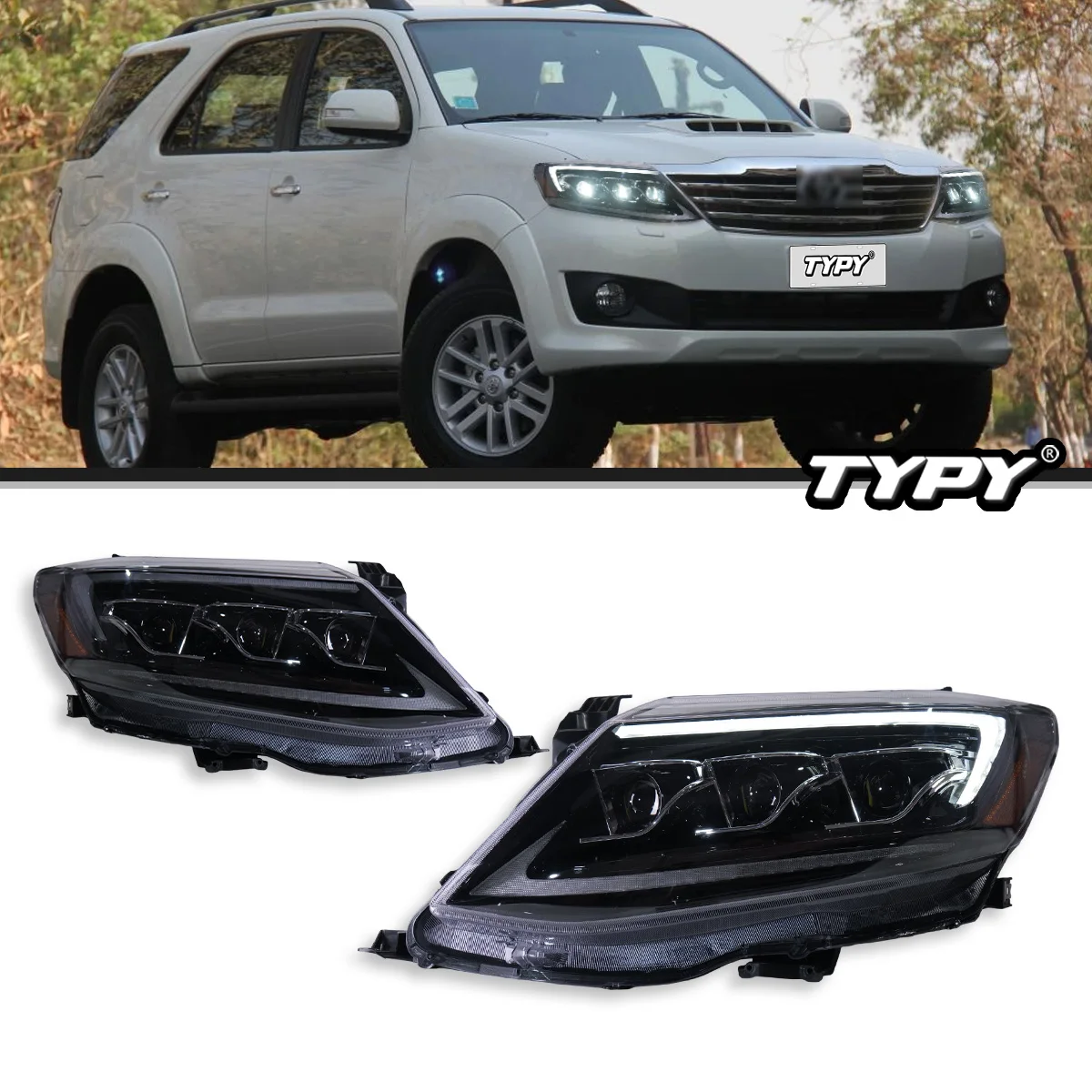 

Car Lights For Toyota Fortuner 2011-2015 Headlight LED Projetor head Lamp Daytime Running Light Automotive Accessories
