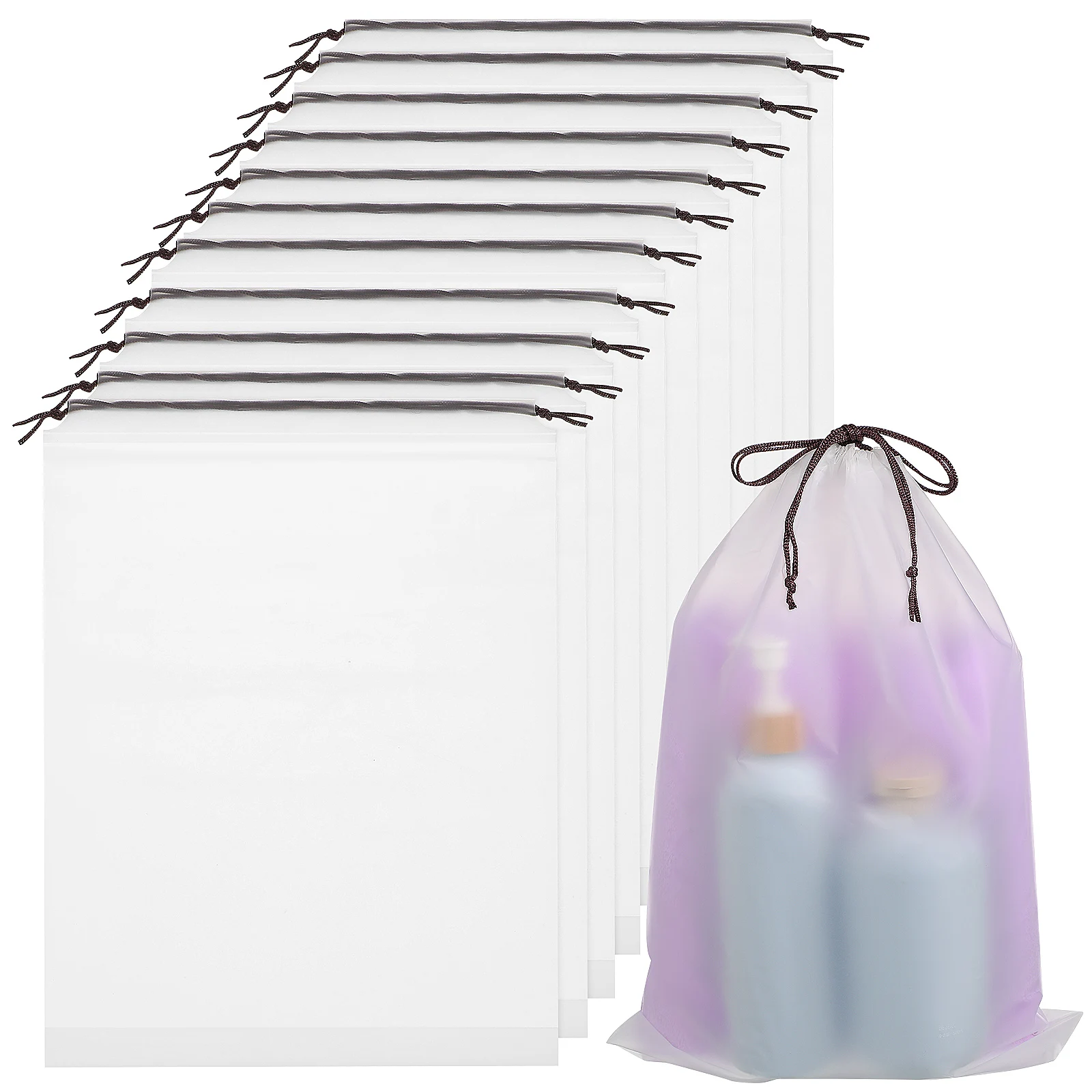 

12pcs Drawstring Bag Translucent Shoe Bags for Travel Storage Portable Packing White Pouch Clear Dust Sneaker Organizer Gym