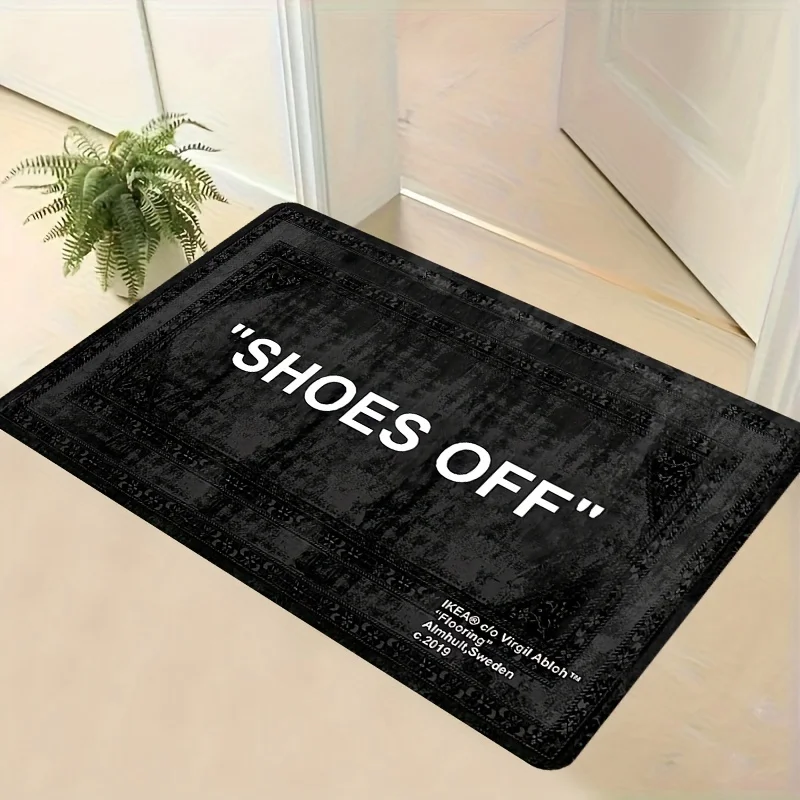 Vintage Letter Print Decorative Doormat for Front Entryway Floor Mat Home House Decor Retro Border Text Pattern Stylish Indoor