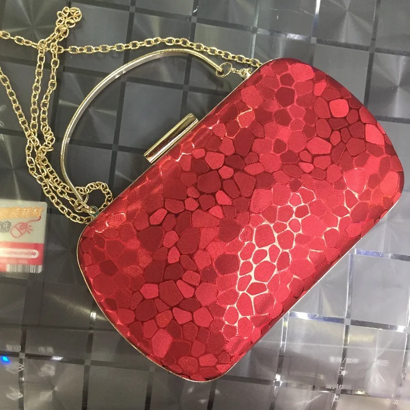 Nuevos bolsos de noche de piel de piedra, bolsos de cuero dorado para cena de boda, bolsos para fiesta y banquete con cadena, Mini bolso de mano