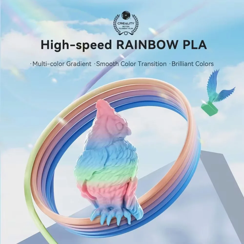 Filamento Creality Hyper PLA Rainbow 1KG ± 0,03mm Precisión Filamento de alta velocidad Color Multicolor 1,75mm Nuevos materiales de impresora 3D