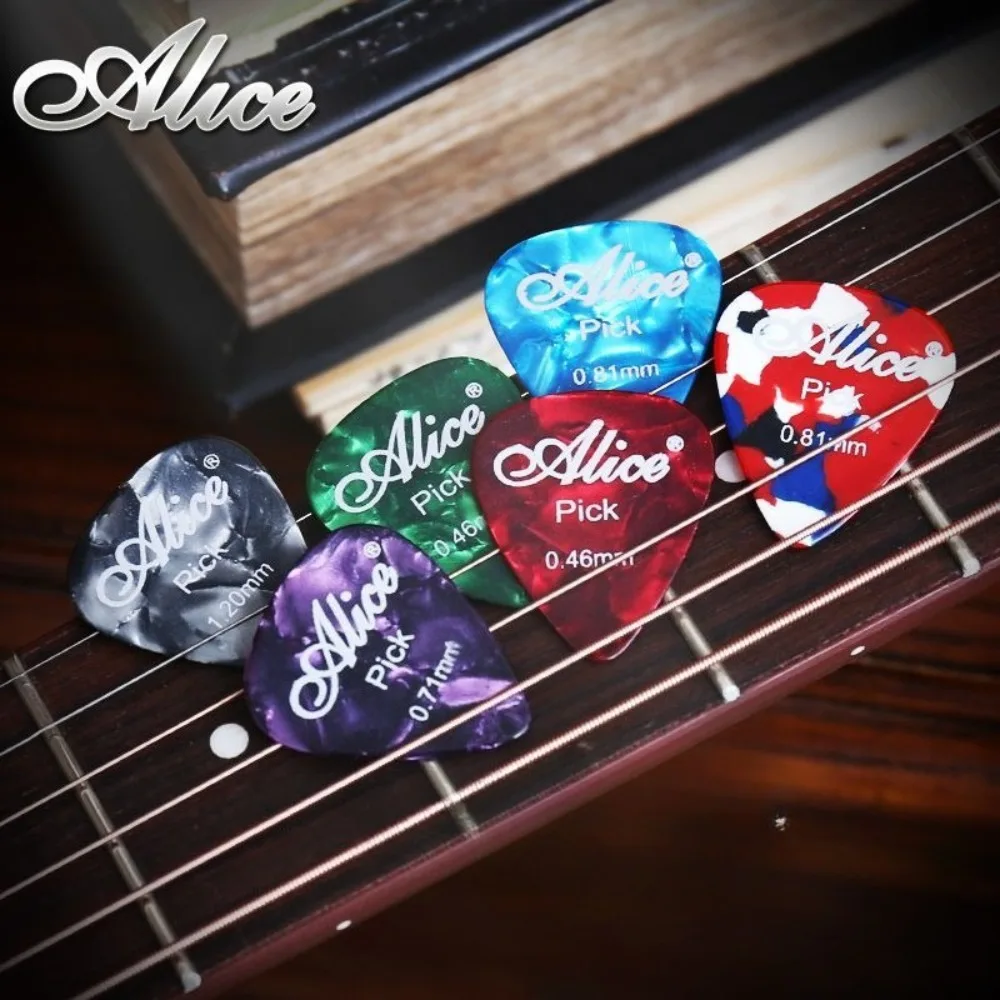 Alice Guitar Picks 0.46MM Celluloid Ukulele Guitar Pick 1.5MM Spring Pieces 100pcs Professional Specifications for Guitar