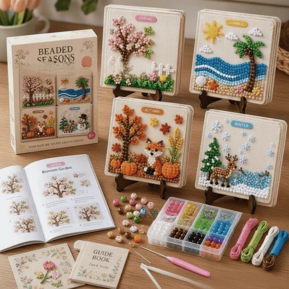 3D Beaded 3D Beaded Craft Kit Colorful Beads Easy DIY Bead Animal Craft Tiny Size Accessories Included Handmade Ornament Set