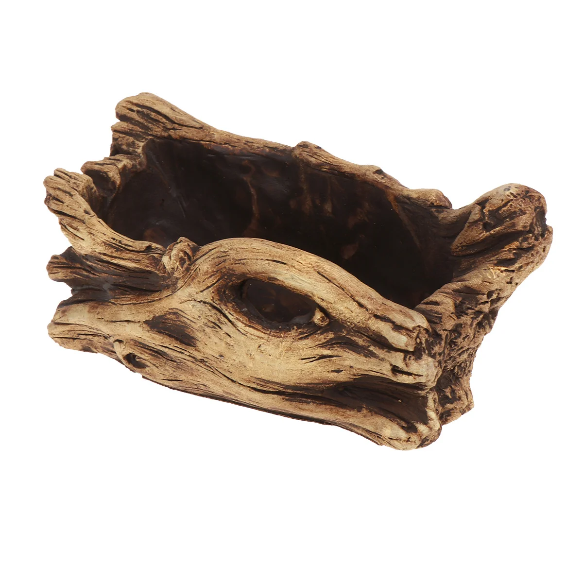 أصيص زهور أسمنتي عتيق مانع للتسرب، تصميم جذع خشبي مقلد، زارع خفيف الوزن للمنزل والمكتب والحديقة، نباتات عصارية