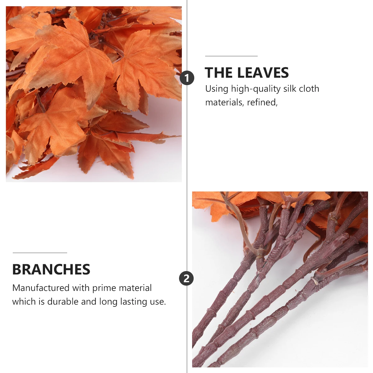 

4pcs Simulated Maple Leaf Branches Autumn Brown Home Decor Silk Cloth Ornaments Thanksgiving Party Decorations Fall