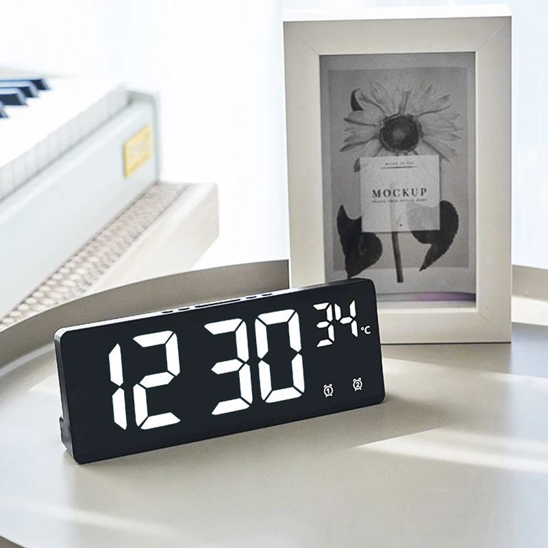 Multi-function Electronic Clock Multi-set Alarm Clock Mirror Clock Home Decoration Simple Large Screen Clock