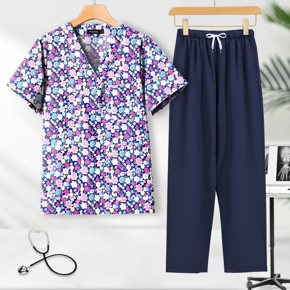 Uniforme médico estampado Unisex, ropa de trabajo quirúrgica para Hospital, salón de belleza, Spa, accesorios de enfermera