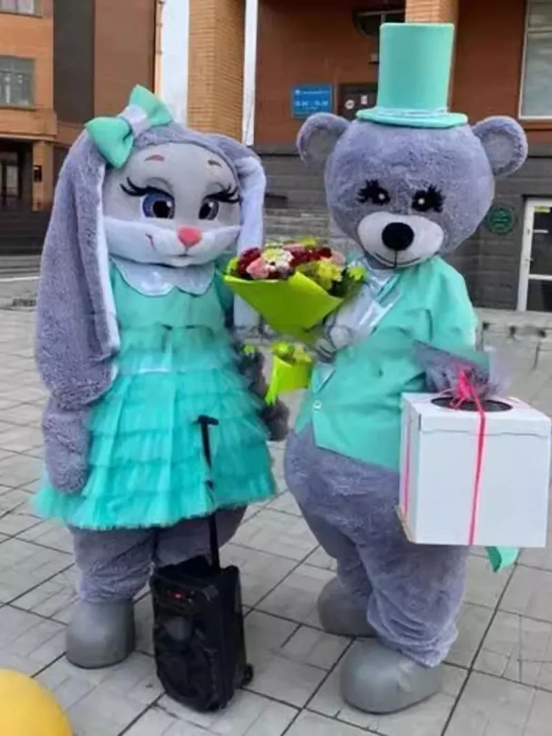 Tailcoat d'ours bleu pour la fête de Pâques, costume de lapin de dessin animé, robe de paupières de mascotte de lapin, vêtements pour événements d'Halloween et de carnaval