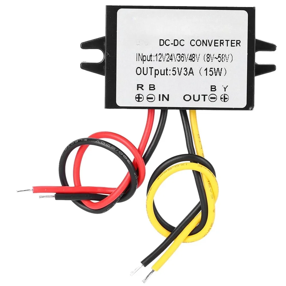 DC To DC 12V/24V/36V/48V Step Down To 5V 3A Waterproof Buck Power Supply Module For Automobile LED Display Fan Monitor Camera