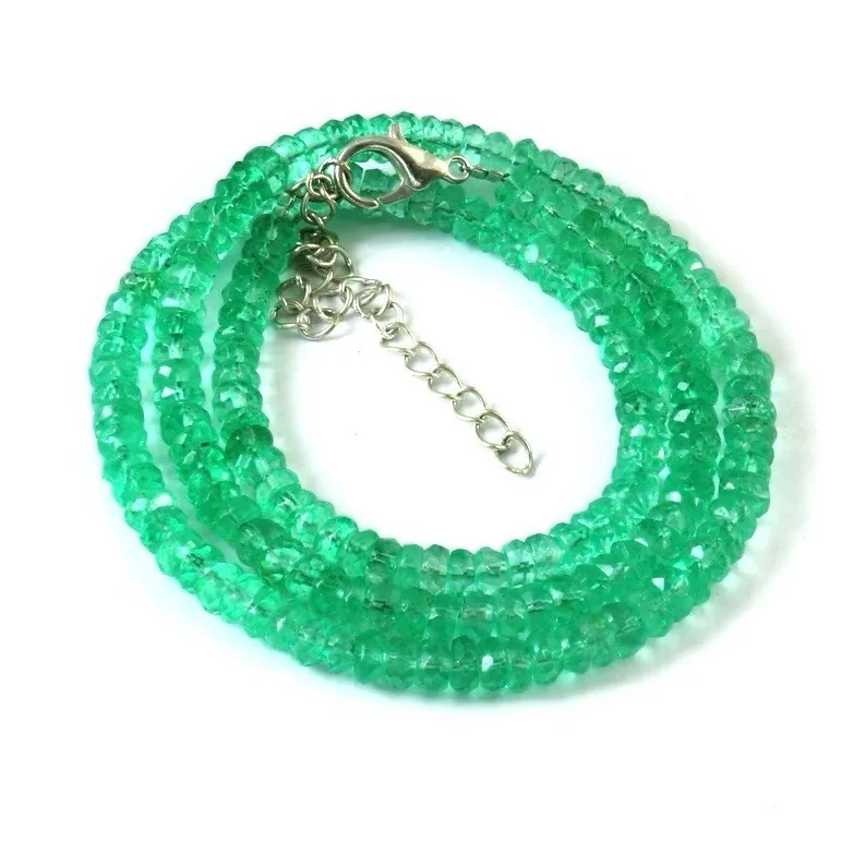 20 Inch Emerald Necklace Natural Beryl Beads 2-4mmRound Faceted Handmade