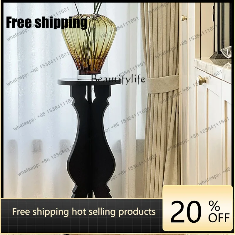 Factory Direct  French medieval tripod black flower stand solid wood shelf corner floor retro
