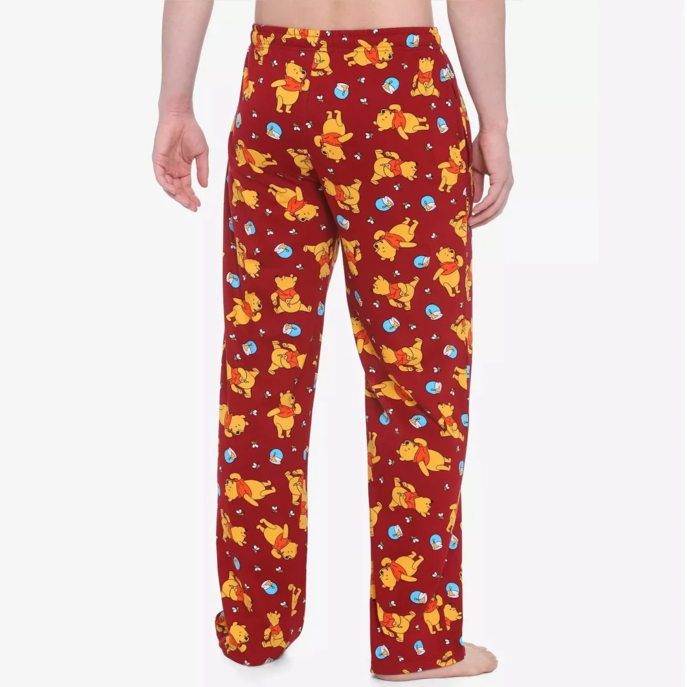 Pantalones de pijama con estampado de Winnie The Pooh de Disney para adultos y niños, ropa de dormir ligera y suave de secado rápido para verano familiar
