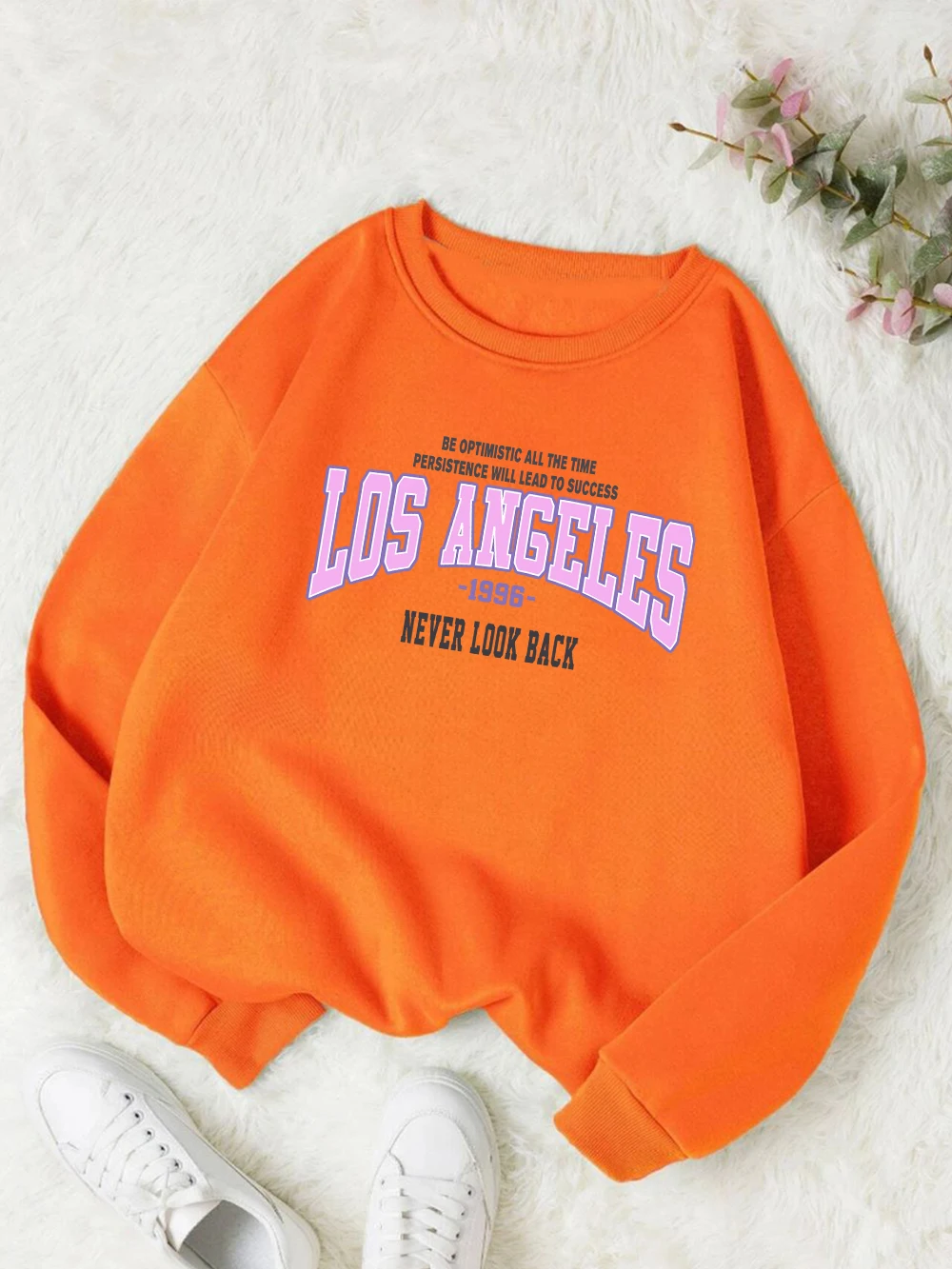 Street Woman Hoodie Los Angeles Never Look Back Printing Sweatshirt Fleece Comfortable Crewneck Pullover Autumn Female Clothes