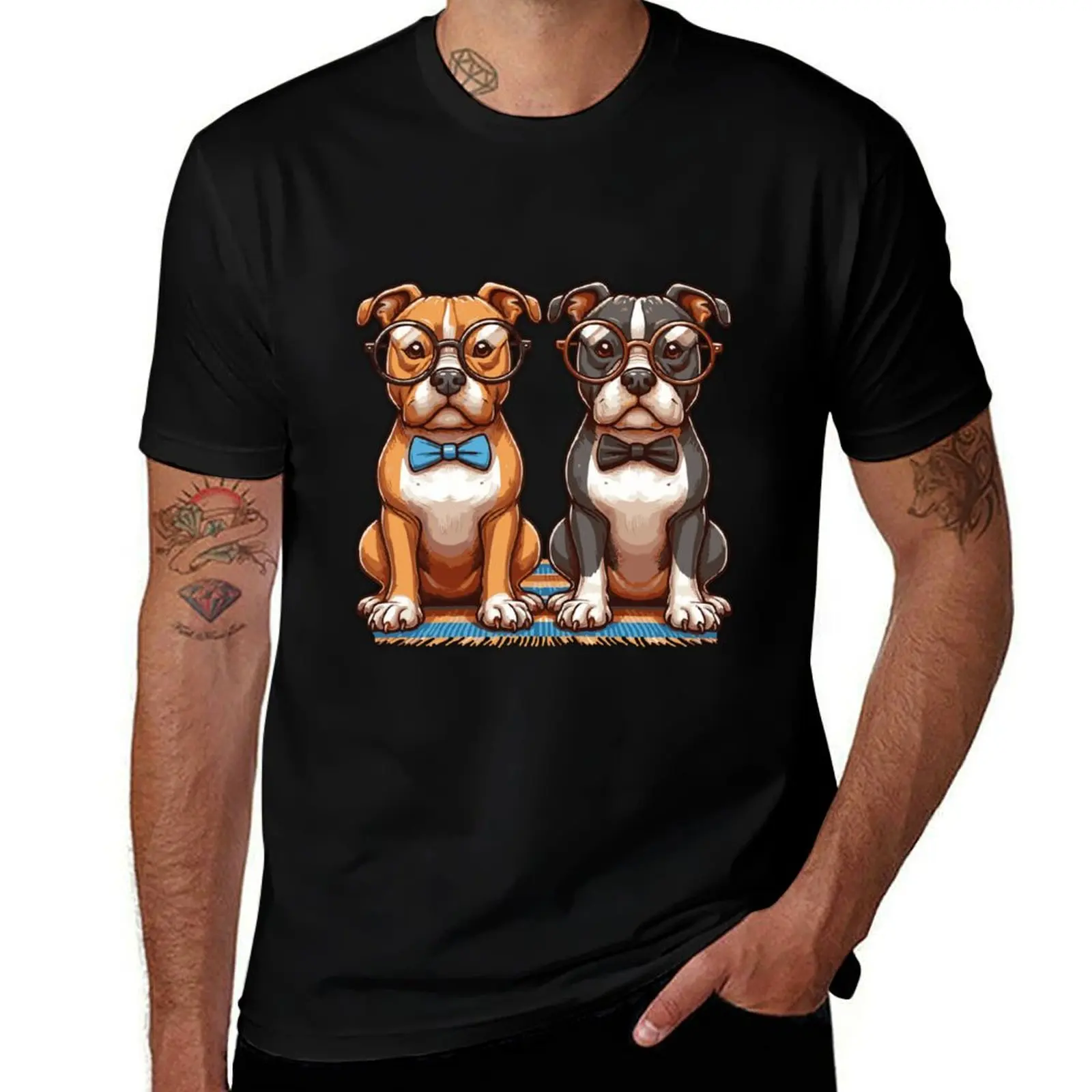 Pitbull X Love Cute T-Shirt Functional Casual Short Sleeve Tee T-Shirt