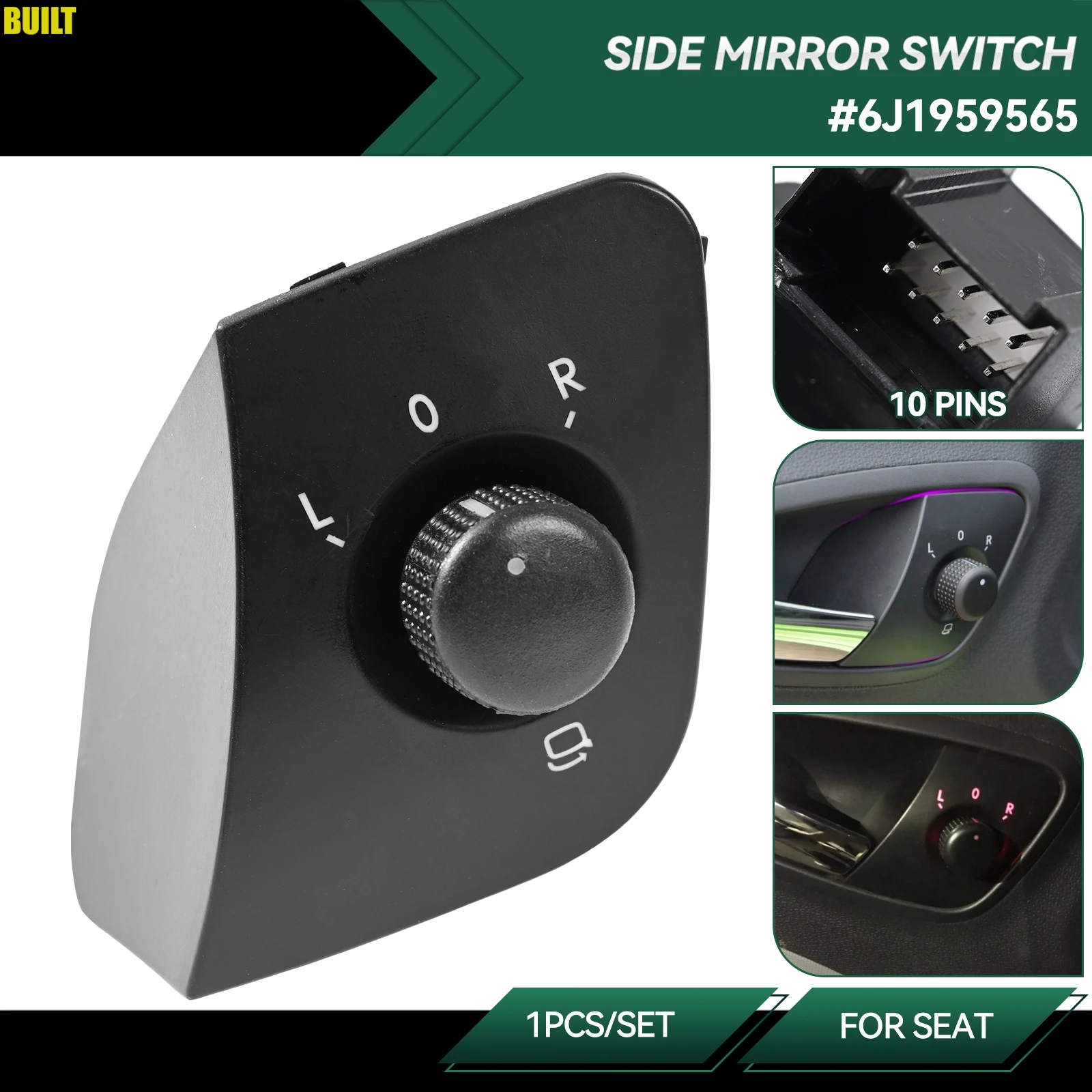 1PC For Seat Ibiza 2009-2015 6J Electric Car Vehicle Exterior Side Mirror View Adjust Control Switch Knob 6J1 959 565 6J1959565