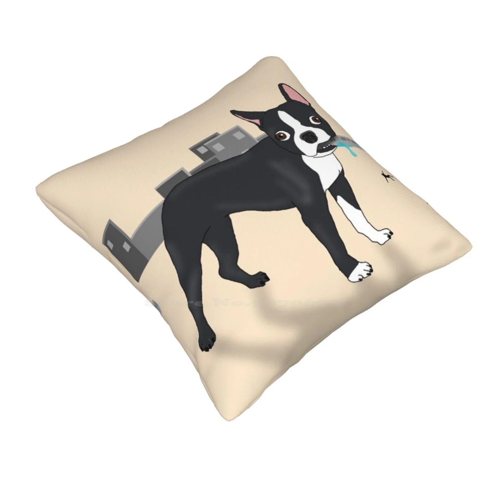 Attack Of The Colossal Boston Terrier!!! Fashion Sofa Throw Pillow Cover Pillowcase Boston Terriers American City Drooling