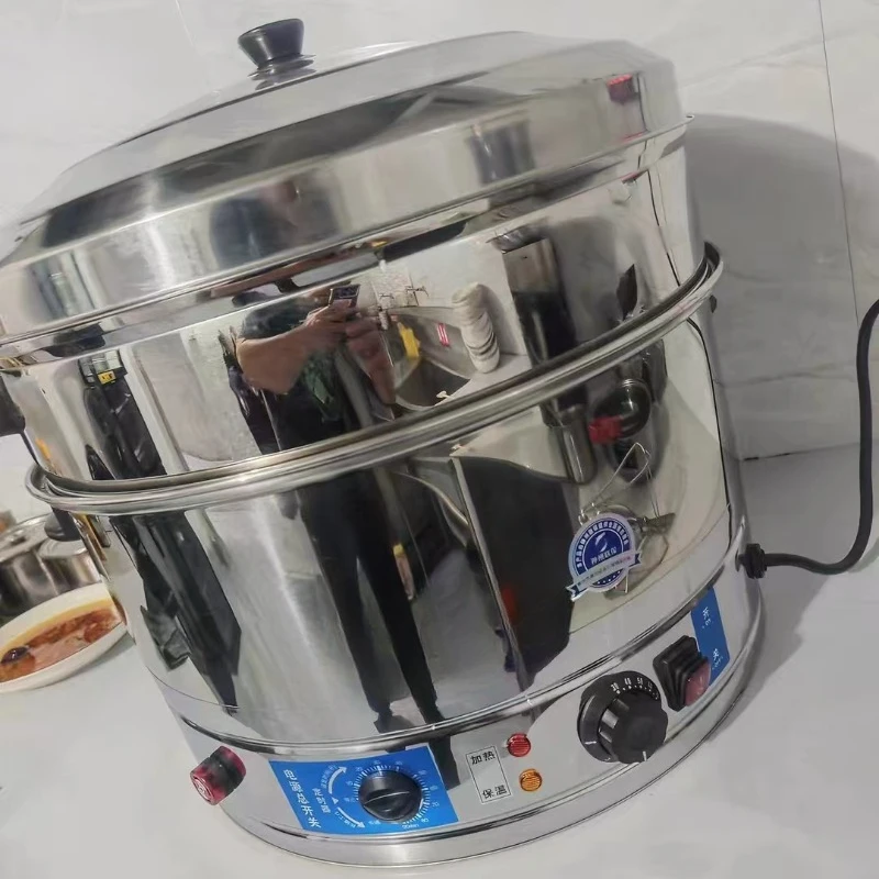 220V Commercial Stainless Steel Electric Food Steamer 3/4 Layers Timing Steamer Pot