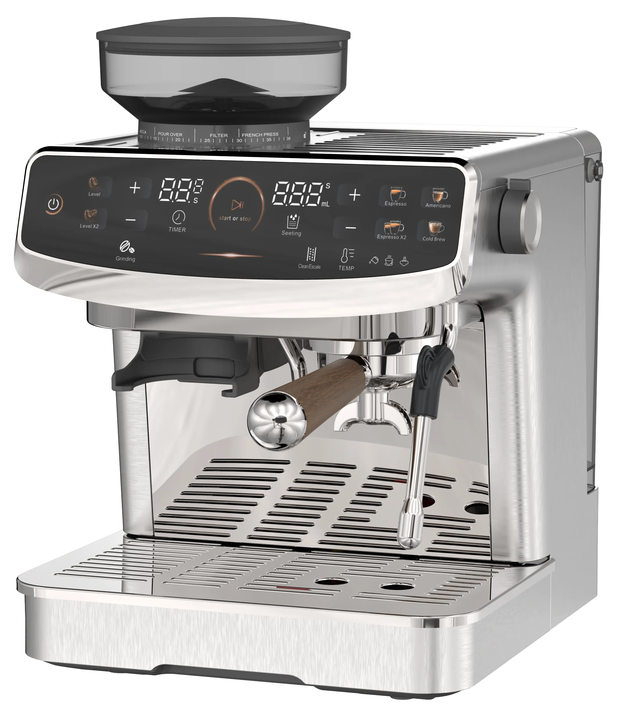 Professional Double thermal blocks Espresso maker with grinder with milk frother CM602