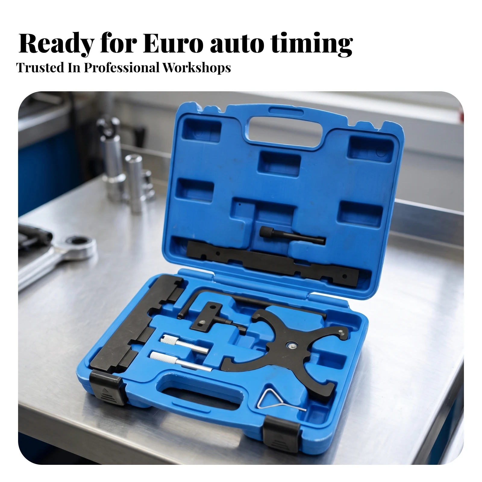 Engine Timing Tool Kit Easy to Use Timing Tool Set with Carrying Case Carbon Steel Portable for Mechanics, Auto Repair Shop
