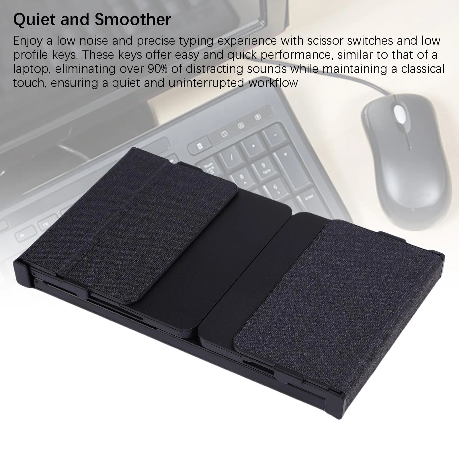 Tastiera pieghevole Tastiera Bluetooth Tastiera wireless portatile ricaricabile per affari e viaggi Cover posteriore in pelle PU