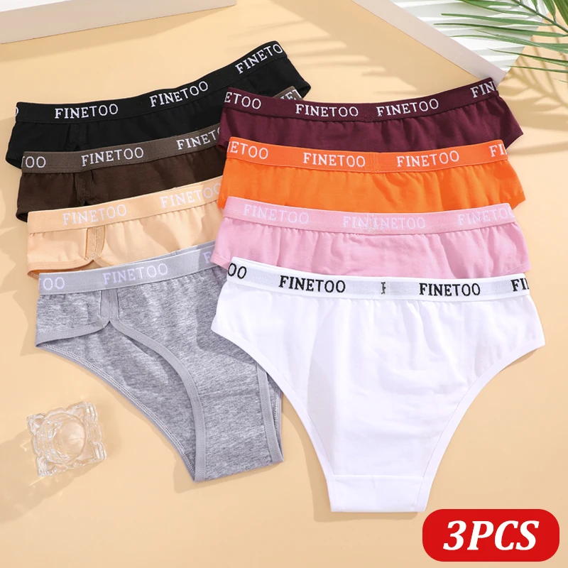 New 3Pcs/Set Letter Cotton Briefs For Women Comfortable Seamless Solid Color Panties Set Fashion Ladies Underpants Lingerie 2024