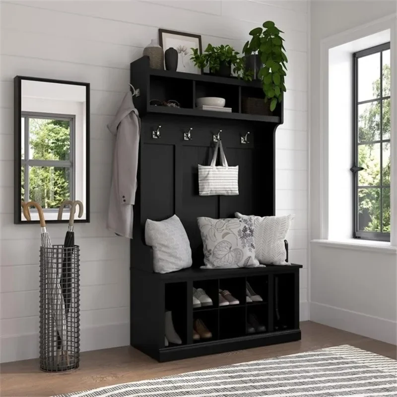 Hall Tree and shoe cabinet with shelves | foyer, storage room, entryway organizer