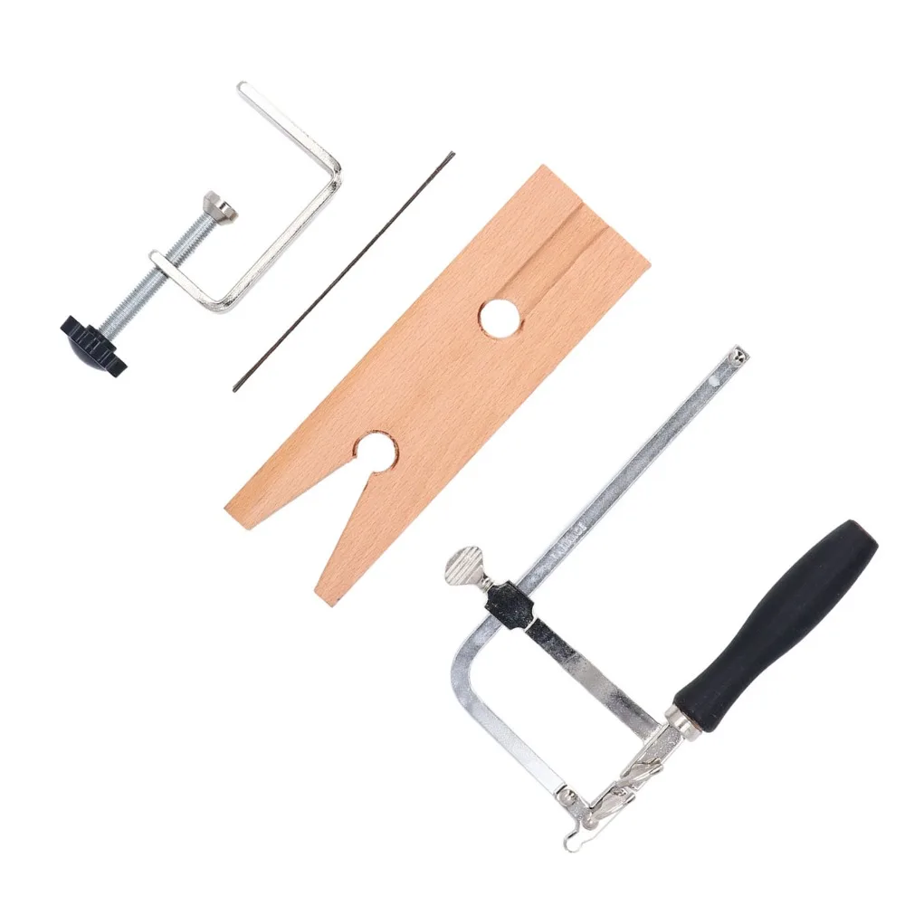 15pcs Adjustable Jewelry Saw Kit Wooden Pin Vise V Groove Clamp Jewelry Cutting Kit Replacement Blades