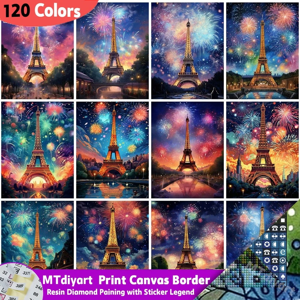 Eiffel Tower Resin 120 Colors Diamond Painting Sticker Legend Landscape Firework DIY Mosaic Art Home Decor Rhinestone Pictures