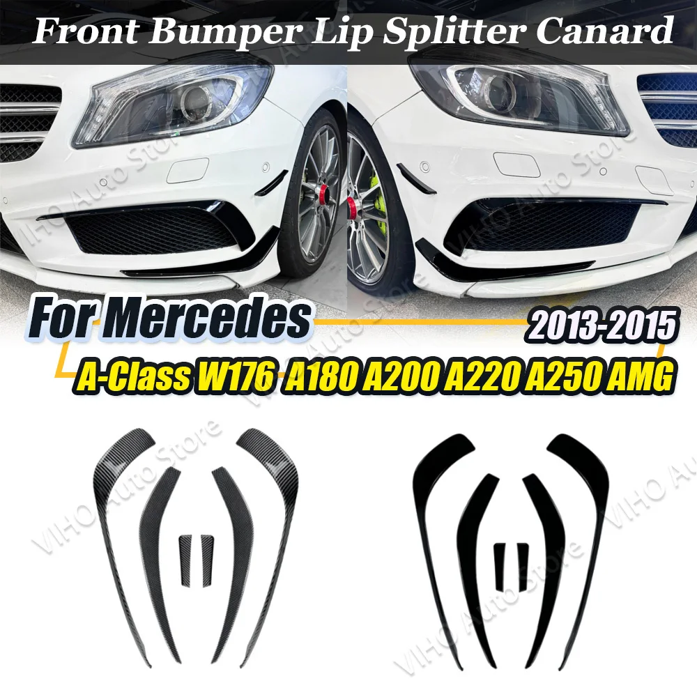 

For Mercedes Benz A Class W176 A180 A200 A220 A250 AMG 2012-2015 Car Front Side Canard Bumper Lip Spoiler Splitter Body Kits