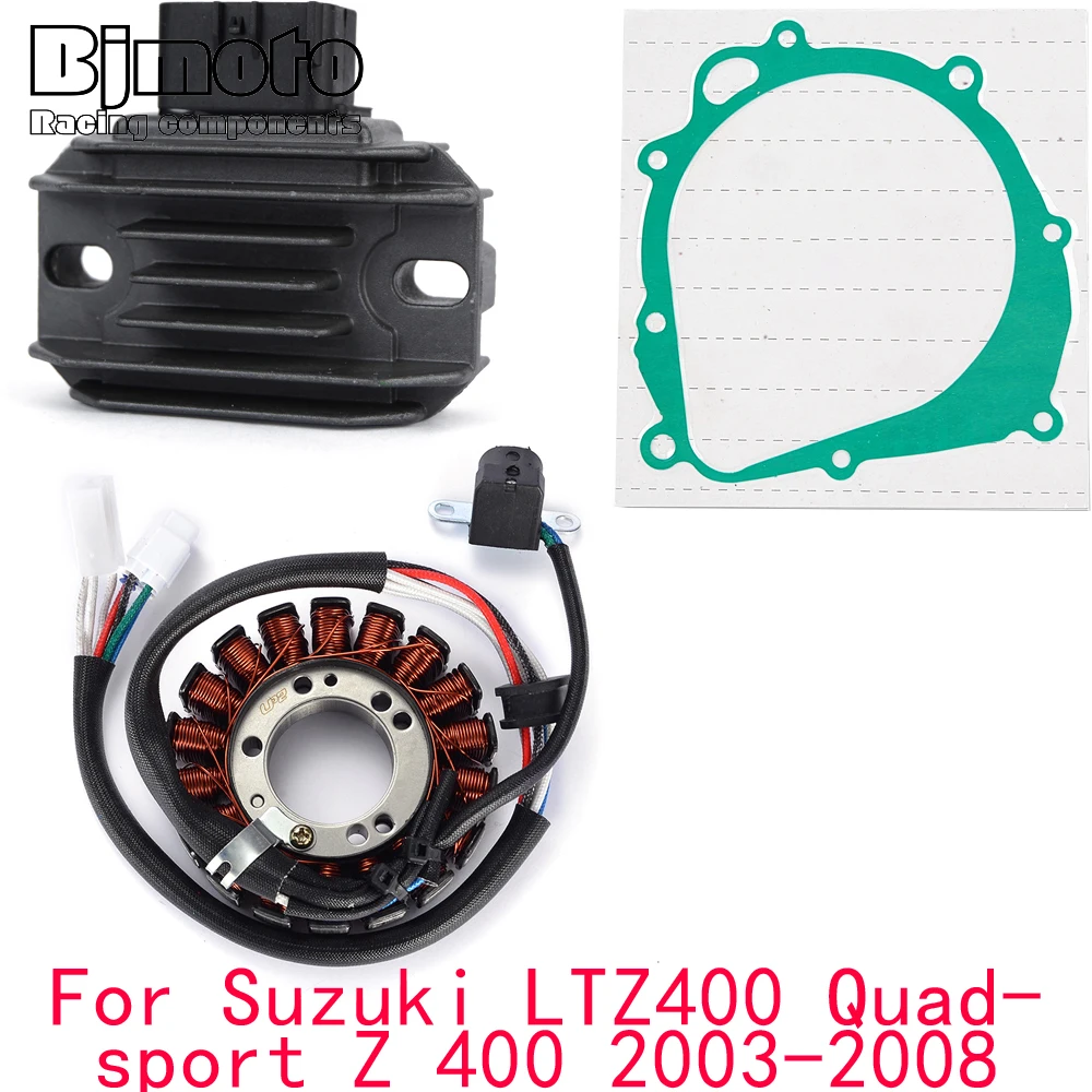 LTZ400 2008 Engine Stator Coil+Voltage Regulator rectifier For Suzuki LTZ400 Quadsport Z 400 2003-2006 2007 With Gasket