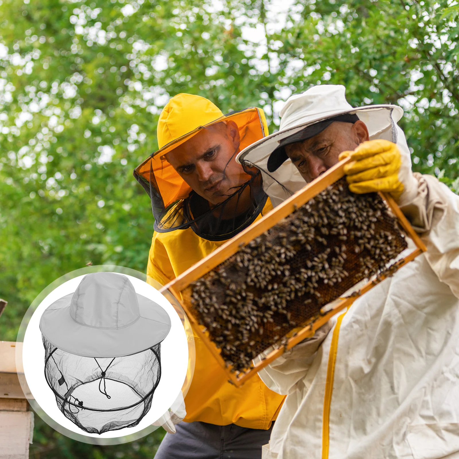 

Anti-honey and Anti-mosquito Hat Beekeeping Head Net Hats with Beeeper Veil Fold Gears Cap Taslon