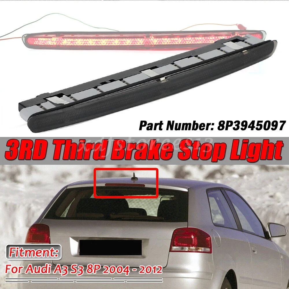 

1X черный/красный светодиодный 3-й стоп-сигнал высокого уровня, автомобильные аксессуары 8P3945097 для Audi RS3 A3 S3 3-дверный хэтчбек 2004-2012