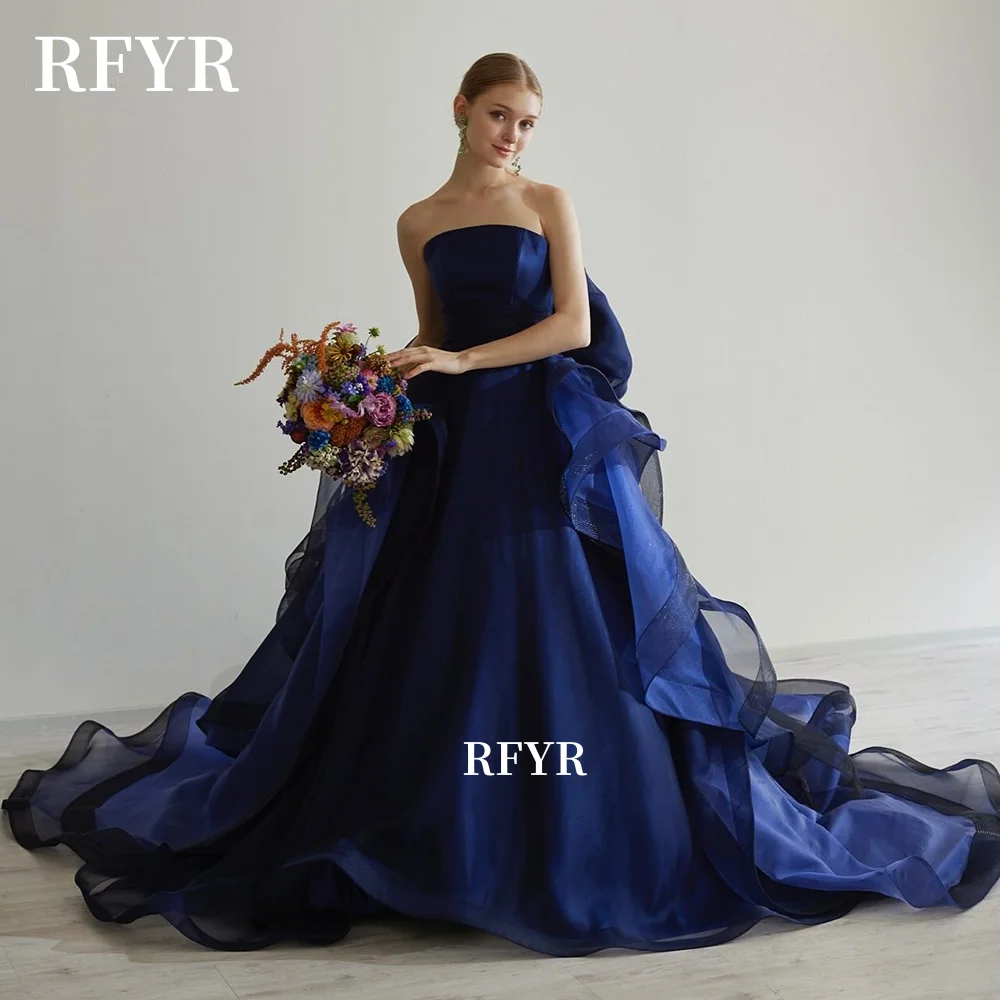 RFYR Royal Blue Evening Dress A Line Prom Dress Multilayers Fluffy Princess Gown for Women Celebrity Gala Dress Customized