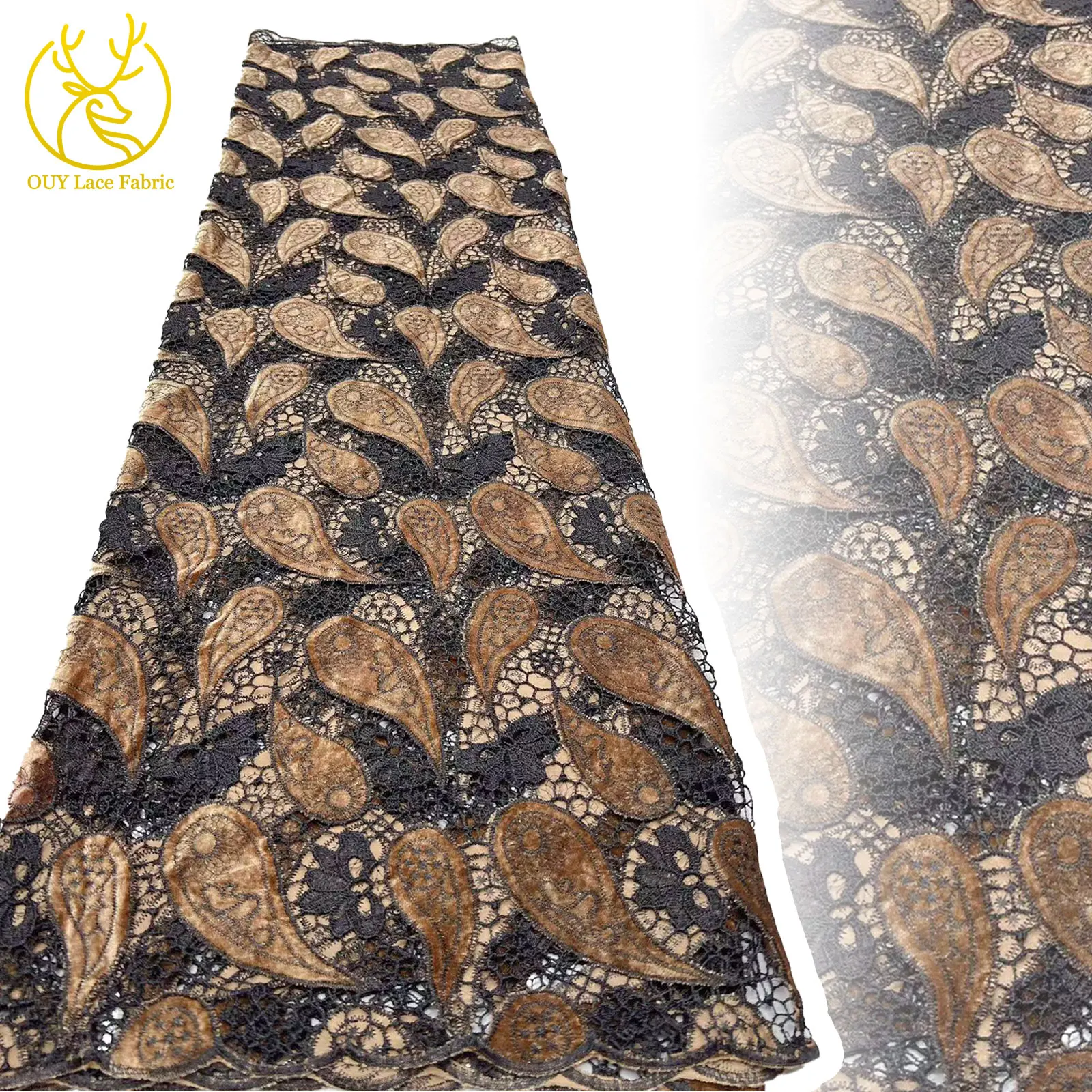

2025 Hot Selling African Sequins Velvet Lace Fabric High-end Nigerian Lace Fabric for Ladies Evening Party Dress Sewing Material