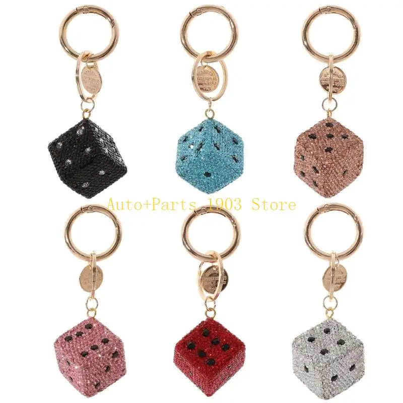 

E21C Fashion Rhinestones Encrusted Dices Keychain Pendant Perfect For Parties & Event