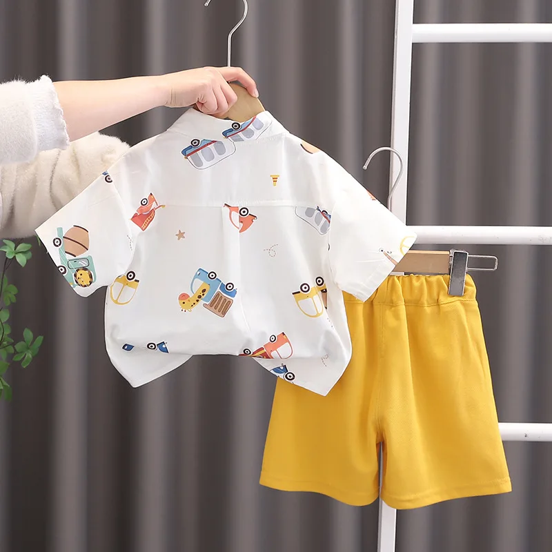 جديد الصيف ملابس الطفل دعوى الأطفال قصيرة الأكمام قميص السراويل 2 قطعة/مجموعة الرضع الفتيان ملابس طفل زي الاطفال رياضية #3