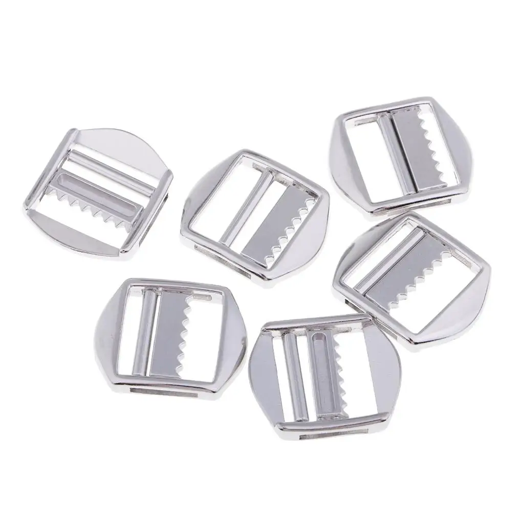 6Pcs Metal Ribbon Slider Buckles for Belt Strap, Adjustable