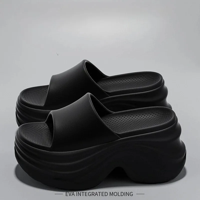 YNPO Solid Color EVA Platform Slippers Women Thick Sole Non Slip Beach Slides Sandals Lady Summer Soft Sole Wedge Heel Slipper