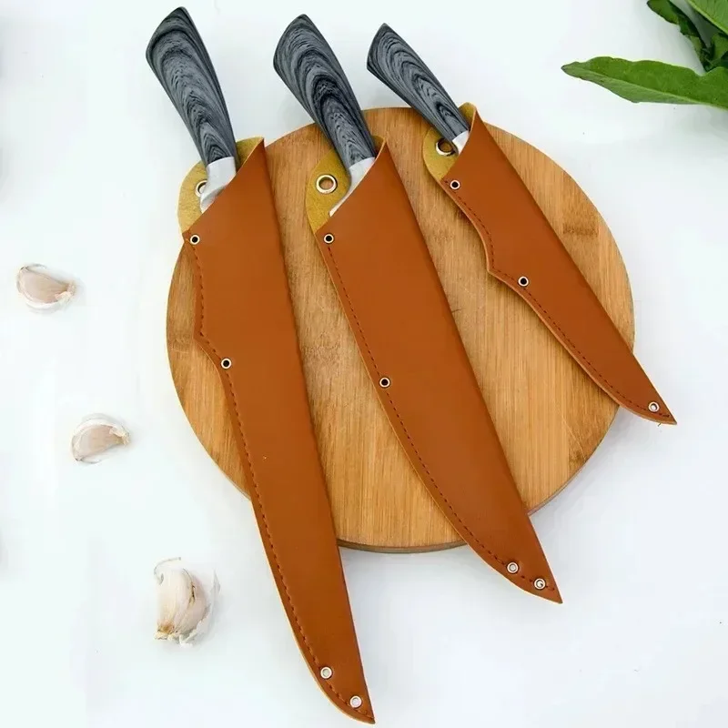 High Quality PU Faux Leather Knife Cover Western Kitchen Sheath Portable Fruit Chef's Knife Multipurpose Sheath Knife Holster