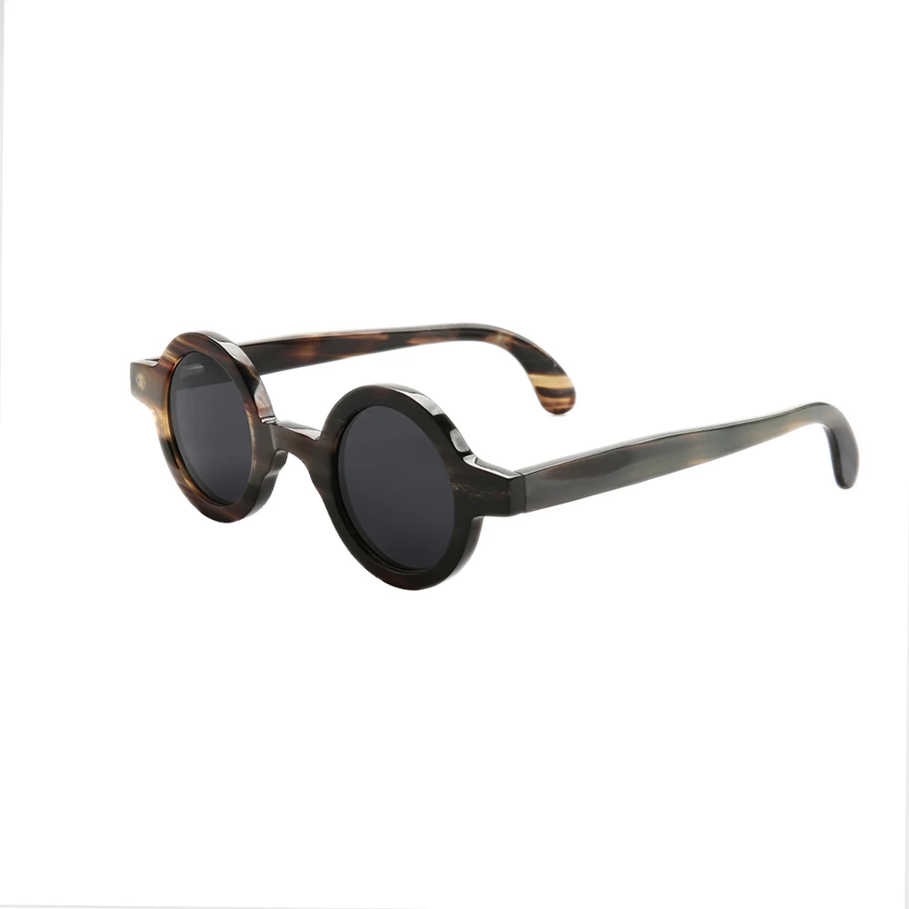 Hand-made glasses with round frame   Natural Horn  sunglasses   Retro fashion optical lenses