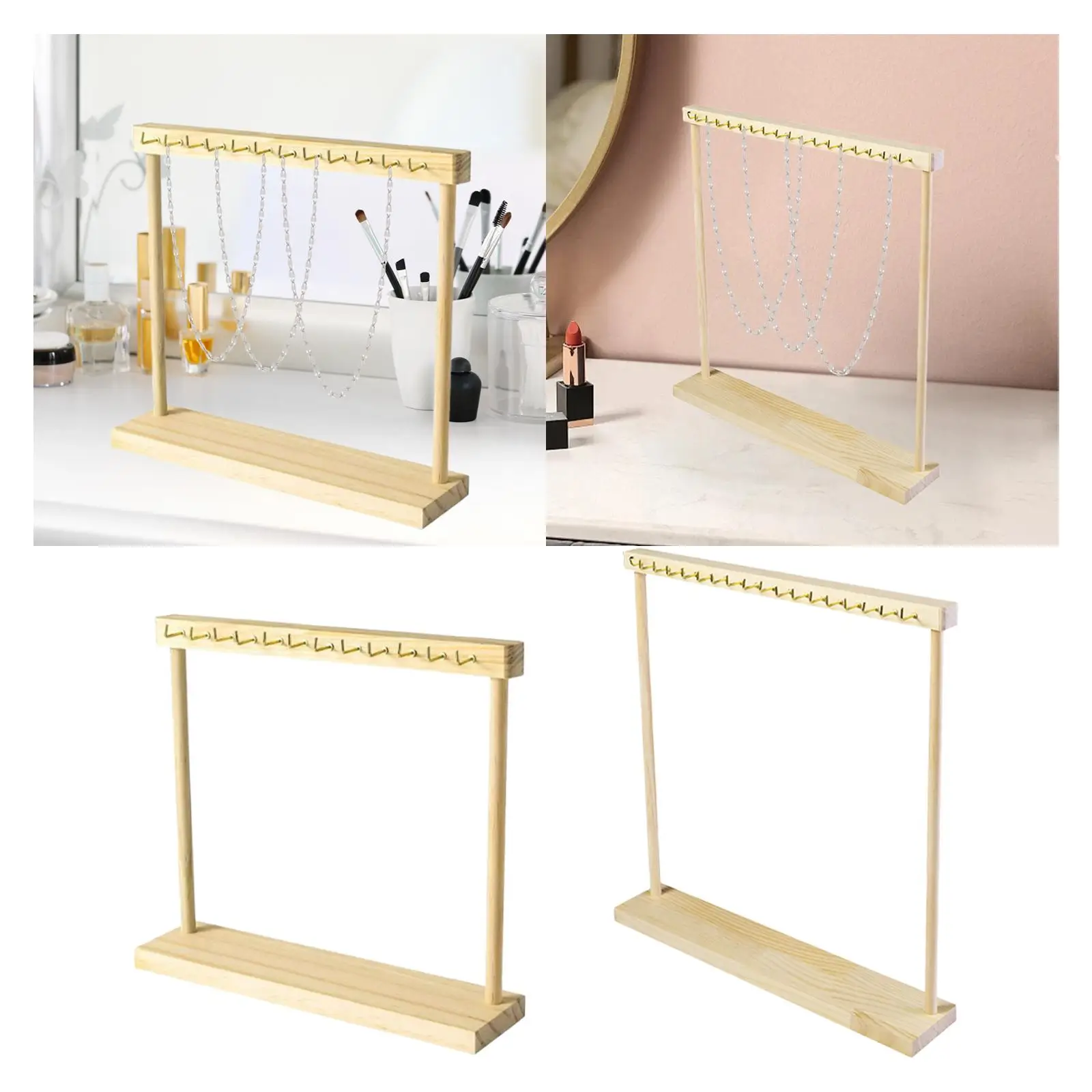 

Органайзер для ожерелья, деревянная сборка «сделай сам», современные подвесные крючки, подставка для ювелирных изделий для туалетного столика, настольная стойка, шоу