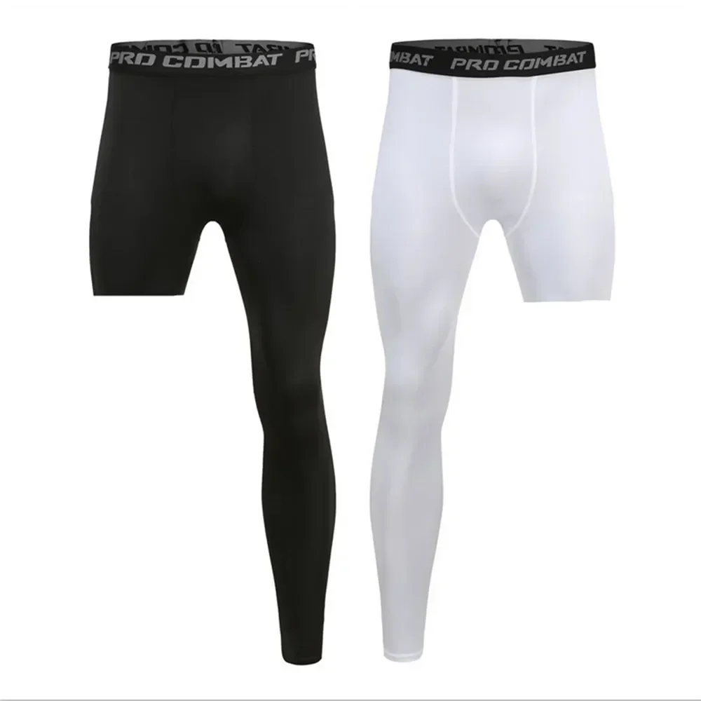 Male Compression Pants Base Layer Exercise Trousers Running Tight Sport Cropped One Leg Leggings Basketball Football Yoga Fitnes