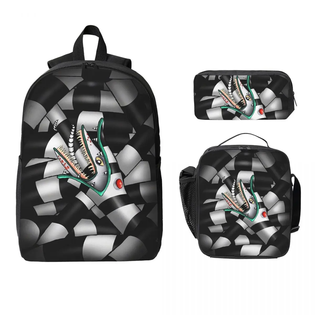 Self-Consuming Sandworm Backpack Student Boys Girls BookBag School Bag Laptop Shoulder Bags 3ps Insulated Lunch Bag Pencil Case