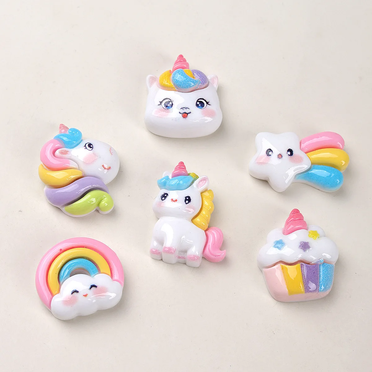 100pcs Kawaii Cartoon Mini Rainbow Horse Resin Flatback Cabochon DIY Jewelry Hairpin Phone Case Shoe Ring Keychain Pendant Decor