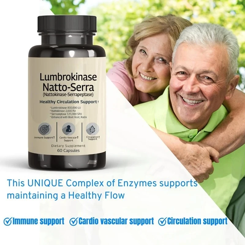 

Lumbrokinase, Nattokinase 2000FU&Serrapeptase Natto Serrapeptase, Rutin, Beetroot, Lumbar Kinase Supplements