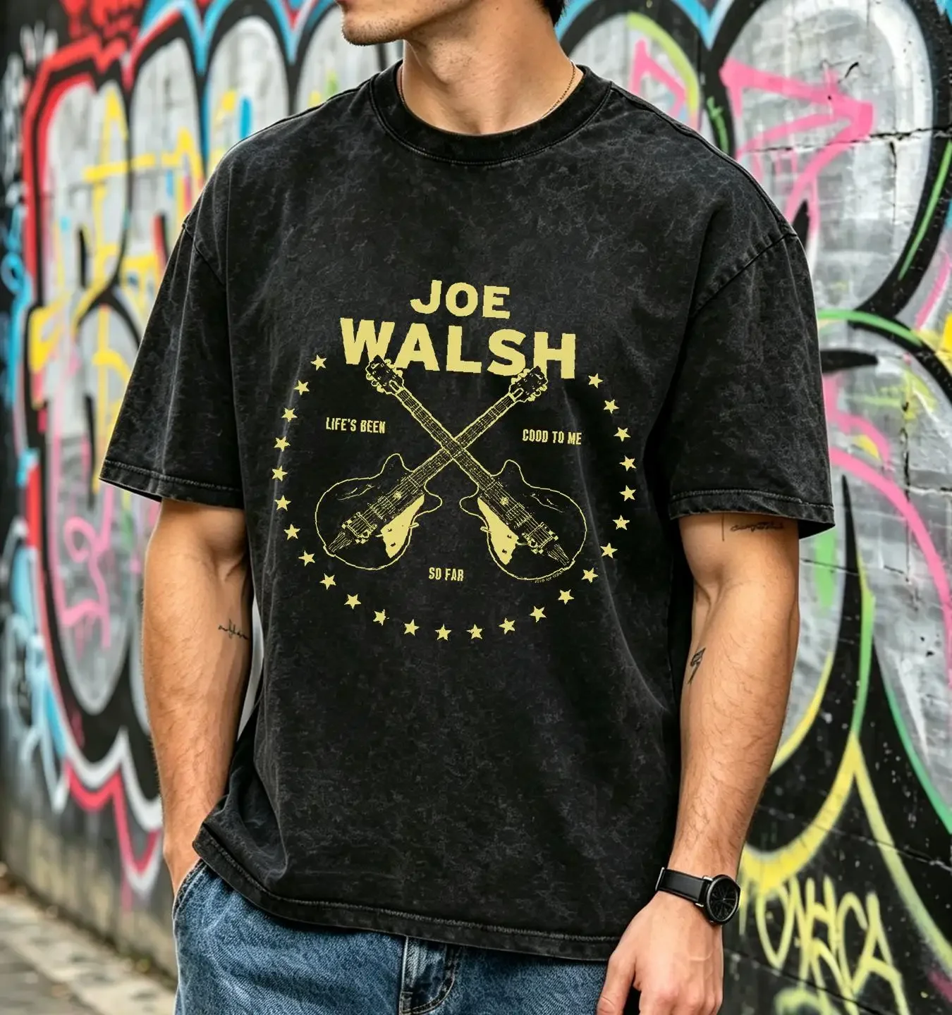 washed T Shirt New JOE WALSH Life s Been Good For Fans 5XL 1LU415 long or short sleeves vintage Washed Versatile
