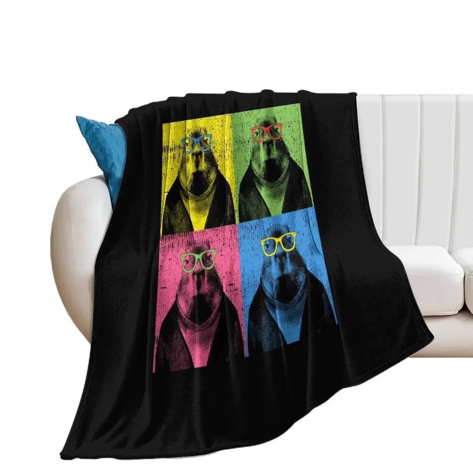 

Capybara Pop Art Capybaras in Sun Glasses Funny Picture Throw Blanket Decoratives Bed linens Beach Blankets