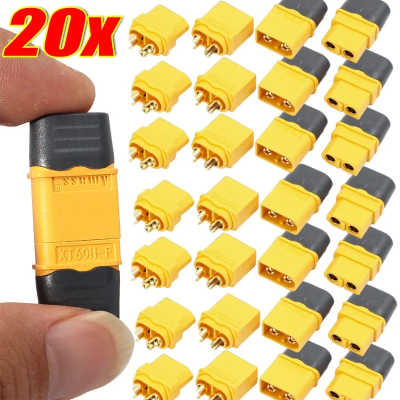 

30/60A 500V DC Male/Female Connector XT60H Gold-Plated Connector Plug for RC Models Electric Vehicles & High Power Applications