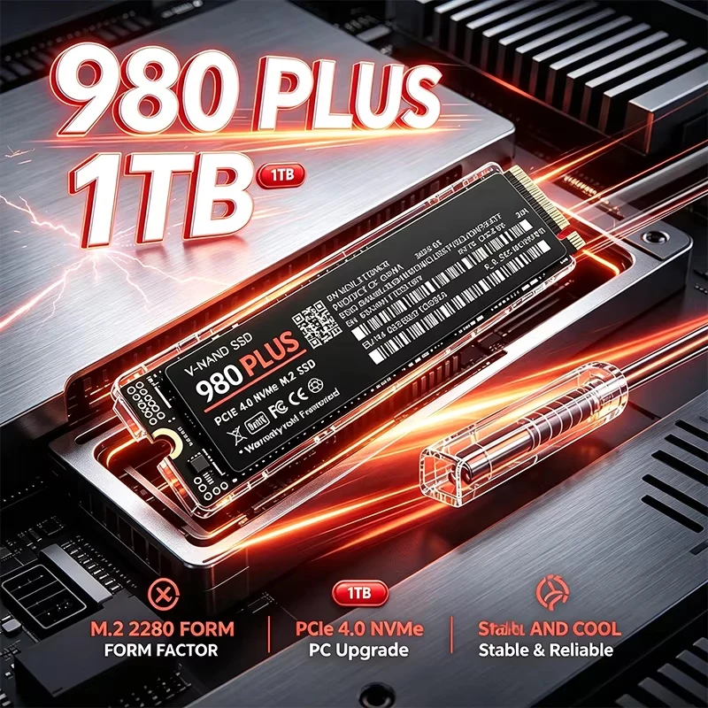980 PLUS PCIe4.0 M.2 2280 NVMe SSD, SSD interno de alta velocidade, até 500 GB, 4 TB, para PS5, portátil para jogos, PC de mesa, unidade de jogos.