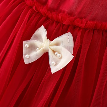 Red Bow Baby Princess Dress 5 (9 Months -3 Years Old) Red Christmas Party Baby Girl Princess Dress, Summer New Sweet Bow Children'S Clothing 5